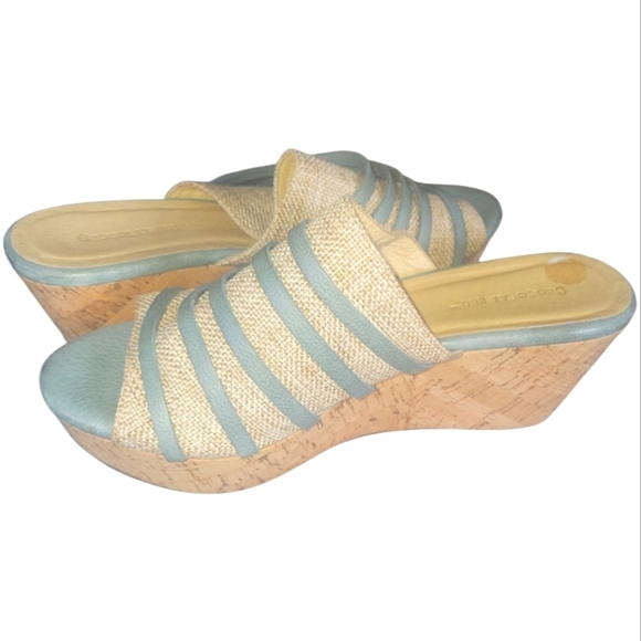 Chocalat Blu Wapi Women's Textile Leather Tan & Turquoise Platform Sandals 9 - Picture 5 of 9